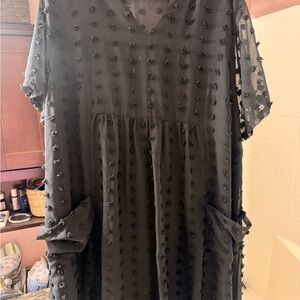Elegant Black Textured Women's Dress